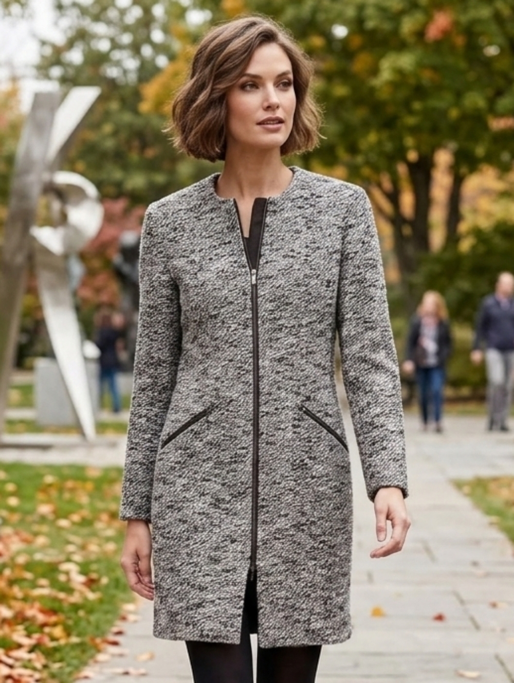 Carlisle Women's Vintage Long Line Salt & Pepper Textured Weave Jacket Size 4/S